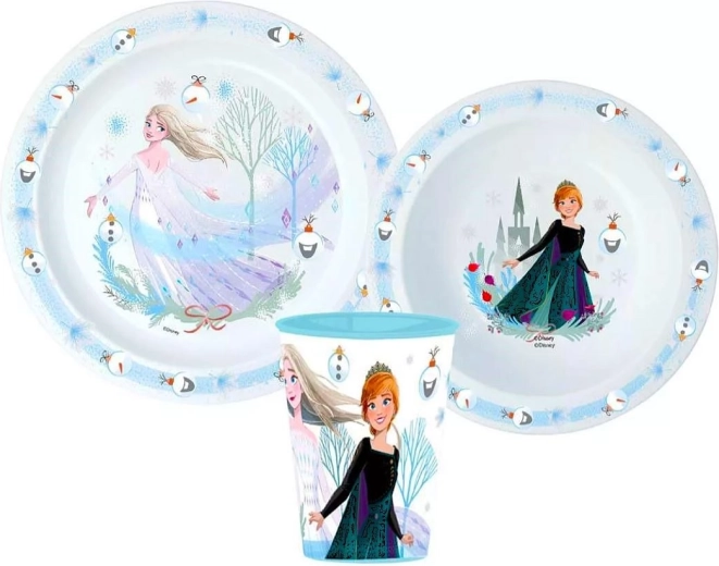 Plastic eetset Frozen Kerst 3-delig