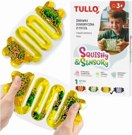 Sensorische knijpbal met vloeistof geel
