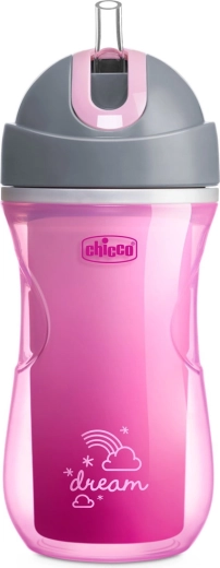 Chicco thermobeker met rietje 266 ml roze (14m+)