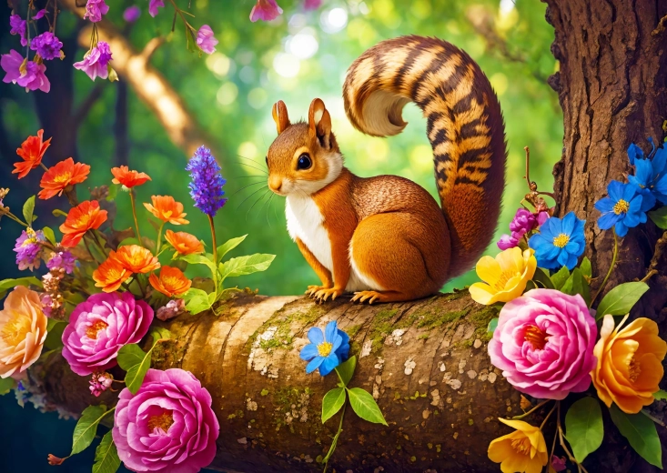 Enjoy puzzel Bloeiende eekhoorn 1000 stukjes
