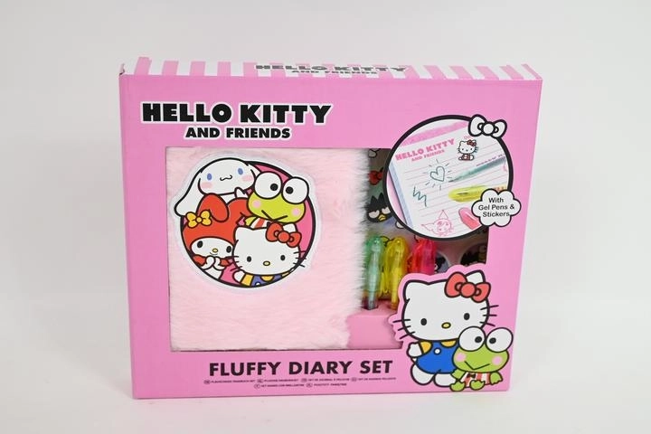 Hello Kitty pluchen mini dagboek met gelpennen en stickers