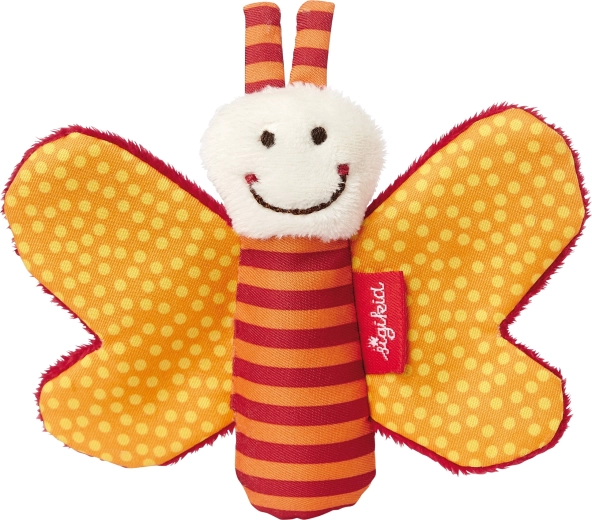 Sigikid eerste knuffeltje vlinder met knisperlabel oranje