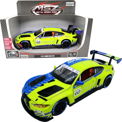 Metalen model BMW M4 GT3 met licht en geluid