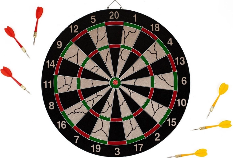 Acra hangend dartbord 38 cm met metalen rand + 6 darts