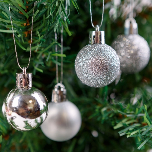 Set zilveren kerstballen voor de kerstboom, 12 stuks