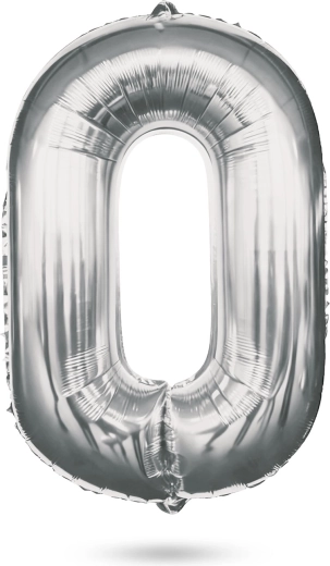 Verjaardagsfolieballon cijfer 0 zilver 40 inch