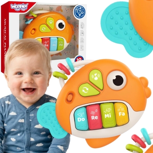 Woopie Baby interactieve pianovisknuffel met geluiden en licht 18m+