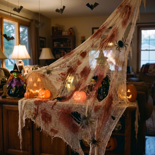 Halloween textieldecoratie rood-wit 91 x 76 cm