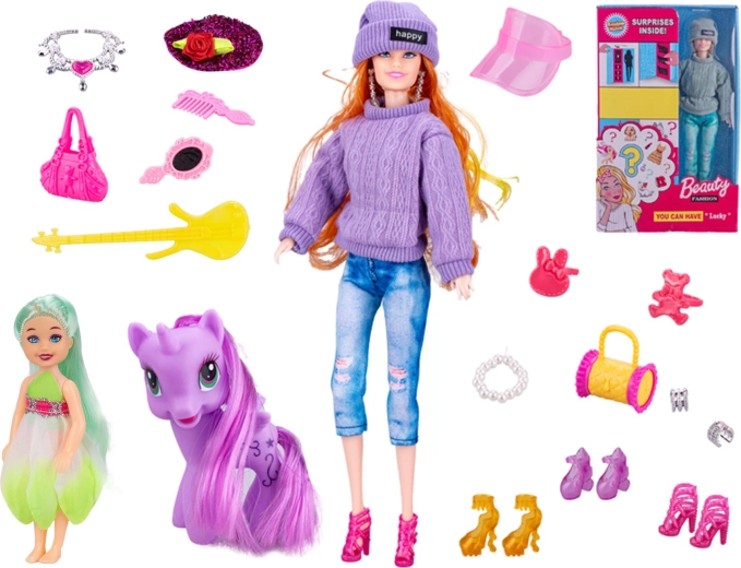Modieuze pop 29 cm met beweegbare ledematen en accessoires