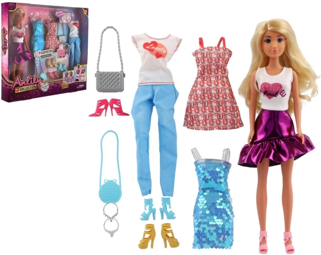 Anlily-pop 28 cm met kleding en modieuze accessoires in doos
