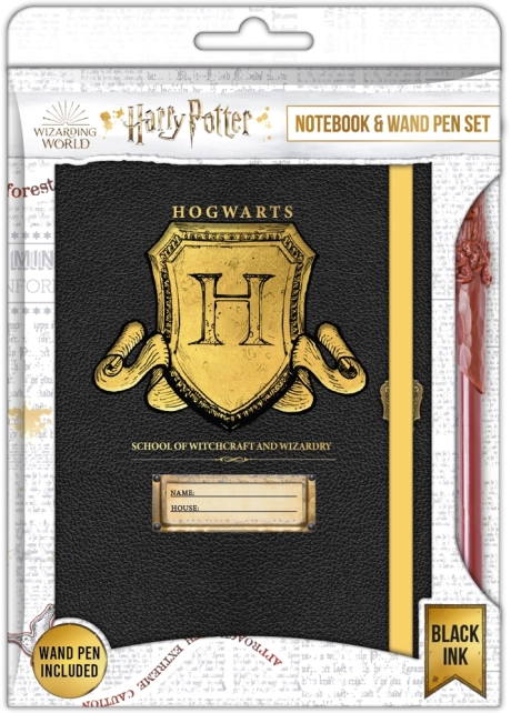 Harry Potter – notitieboek met het Hogwarts-wapen A5 en toverstaf-pen