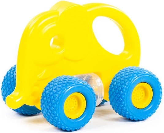 Baby Gripcar olifantje – rubberen wielen, rammelaar