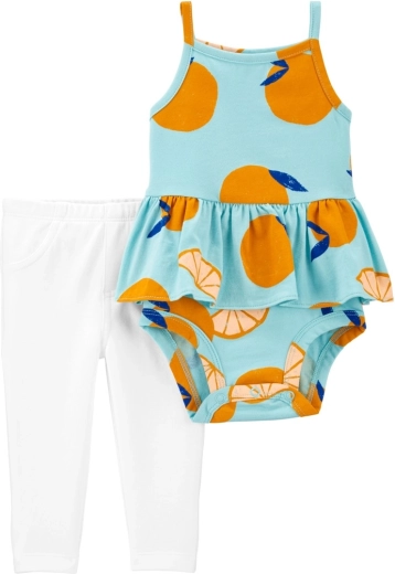 Carter's 2-delige set – hemdje met bandjes en legging blue orange voor meisje (6 m)