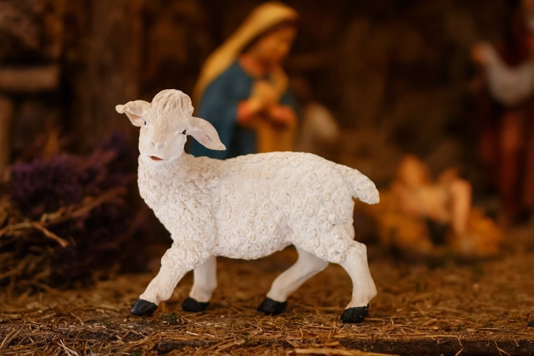 Schapenbeeldje van polyresin 25 cm