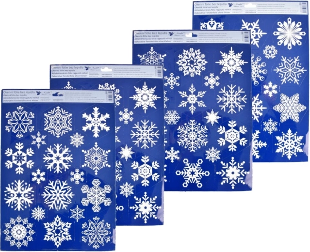 Raamdecoratiefolie met sneeuwvlokken voor glas 30 × 42 cm (assortiment 4 varianten)