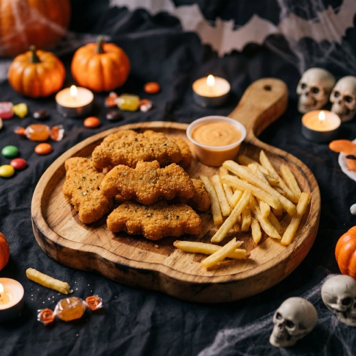 Halloweenhouten serveerschaal in pompoenvorm