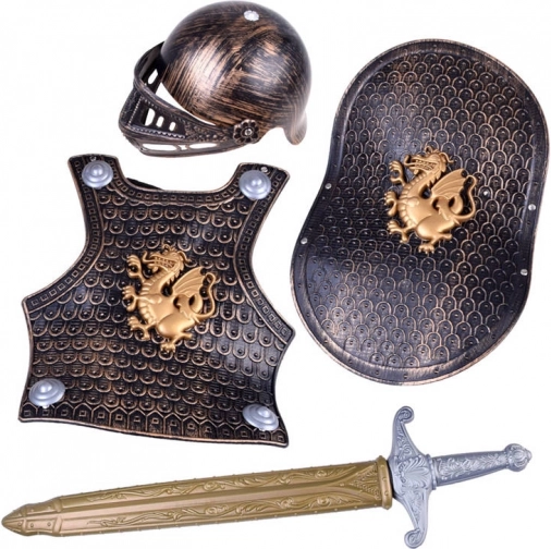 Ridderharnas voor kinderen met helm, schild en zwaard