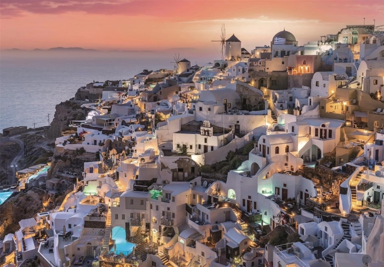 Puzzel Tintenschakeringen van Santorini 1000 stukjes