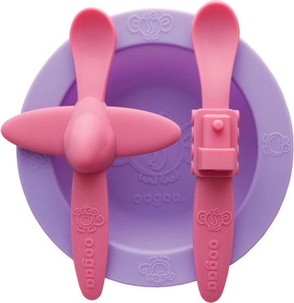 Serviesset voor kinderen Oogaa paars met roze