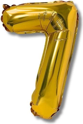 Folieballon cijfer 7, 40 cm, goud