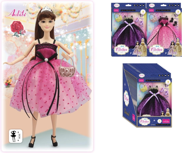 Klassieke prinsessenjurk voor pop van 30 cm