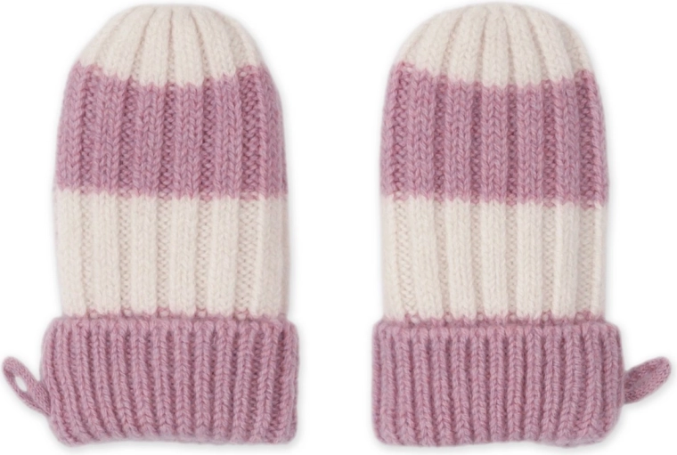 Lodger merino handschoenen stripe mauve 0–12 maanden