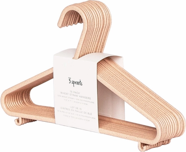 3 Sprouts kinderhangers van tarwestro, roze, 15 stuks