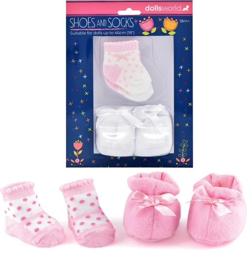Dolls World schoentjes en sokken voor poppen 46 cm, 2 soorten