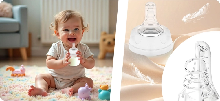 Dynamische siliconen speen voor natuurlijk zuigen