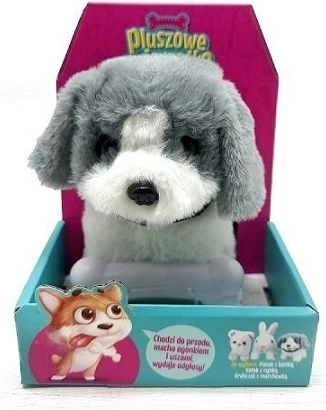 Lopend pluchen hondje met bot