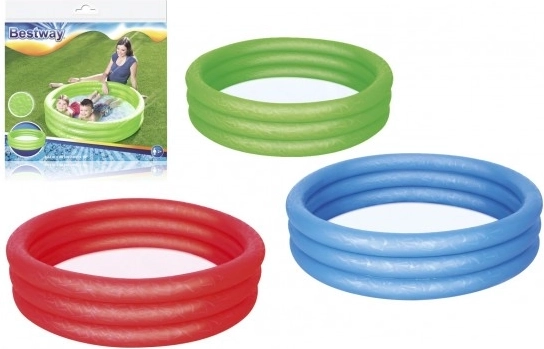 Opblaasbaar kinderzwembad 122x25 cm, 3 ringen, 3 kleuren, in zak, 2+