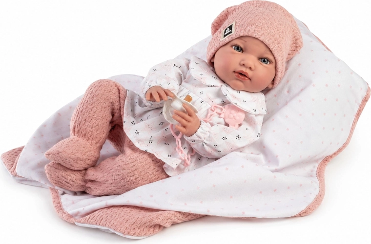 Guca Ada realistische verzwaarde babypop met geluiden en zacht stoffen lichaam, 42 cm