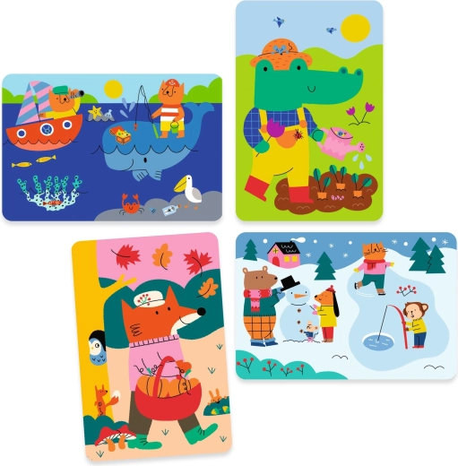 Vier seizoenen in schattige scènes