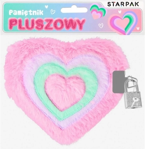 Pluchen dagboek in hartvorm met slot
