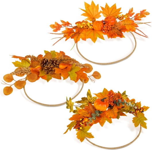 Herfstdecoratieve deurkrans 24 cm - 1 stuk