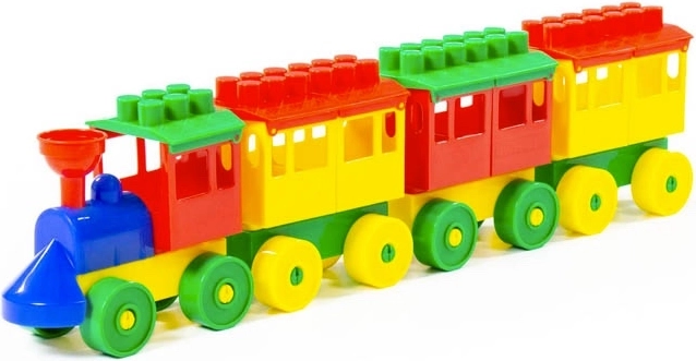 Kunststof bouwtrein met 3 wagons