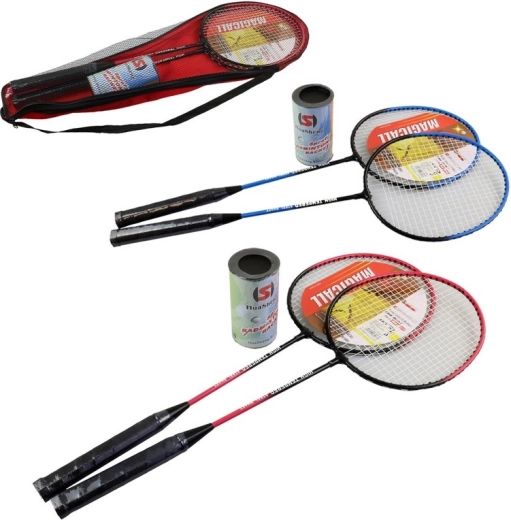 Badmintonset voor kinderen 63 cm met metalen rackets in tas