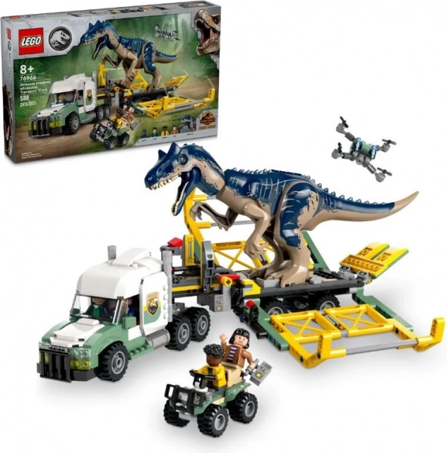 Jurassic World – vervoer van een allosaurus met vrachtwagen 76966