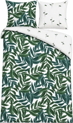 Flanellen beddengoed Botanische bladeren groen-wit 140 × 200 cm