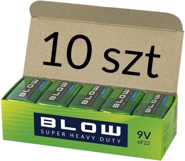 Batterijen BLOW 9 V (6F22) super heavy duty, verpakking 10 stuks