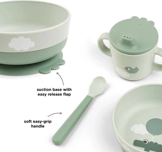 Done by Deer eerste eetset Foodie met zuignap Happy clouds, groen