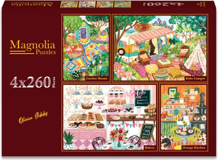 Magnolia puzzelset tuinmozaïek, kamperen, bakkerij en landelijke keuken 4×260 stukjes