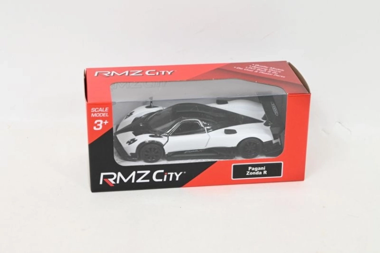 Metalen model RMZ Pagani Zonda R wit 1:39 met pull-back