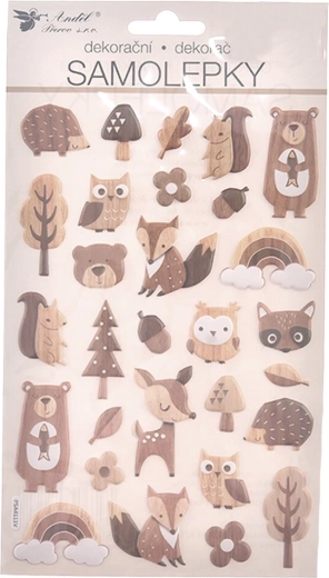 Plastic 3D-stickers bosdieren 14 × 25 cm