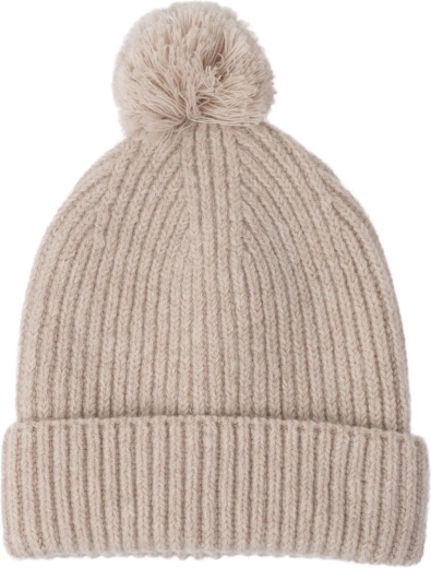 Lodger merino gebreide muts beige 6–12 maanden