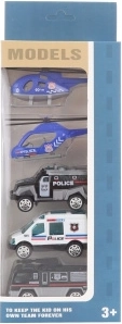 Set van metalen politieauto’s met helikopters