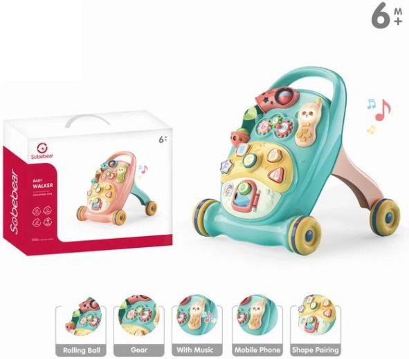 Educatieve duwloopwagen, 2 kleuren