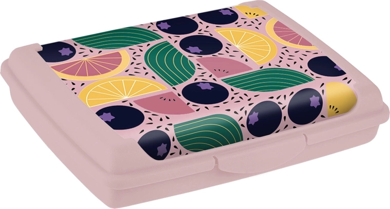 Lunchbox met kliksluiting 17 × 13 × 3,5 cm (mix van kleuren en motieven)
