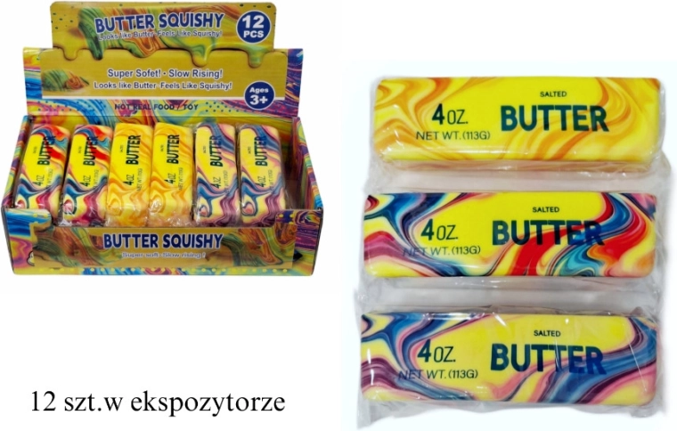 Antistress knijpspeeltje in de vorm van een boterblokje - 1 stuk