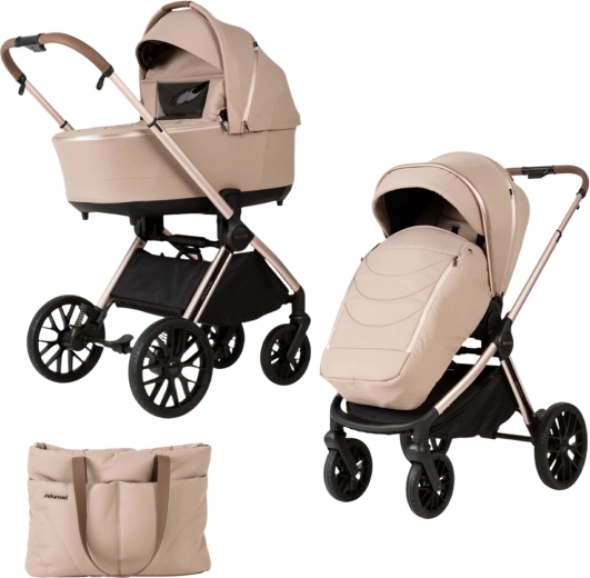 Adamex Bianco combi-kinderwagen 2-in-1 champagne latte – 2 Champagne Latte